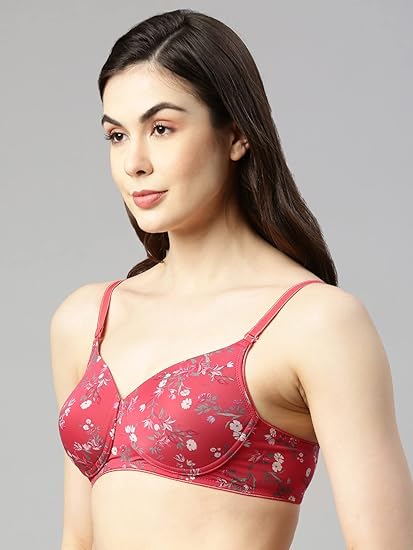 Enamor Women's Nylon Casual T-Shirt Bra – Lightly Padded, Wirefree, Everyday Comfort